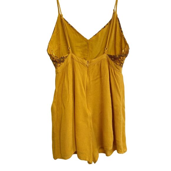 Le Lis Mustard Yellow Cutout Lace Romper - S - Picture 6 of 13
